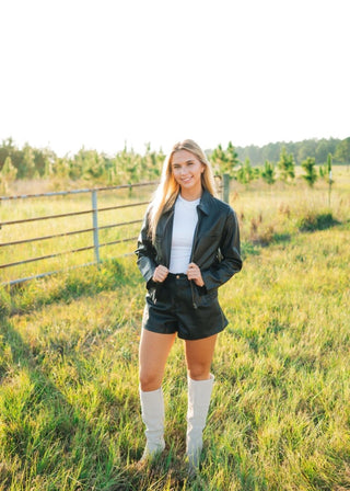 Black Zip Up Leather Jacket | Select Trends Boutique