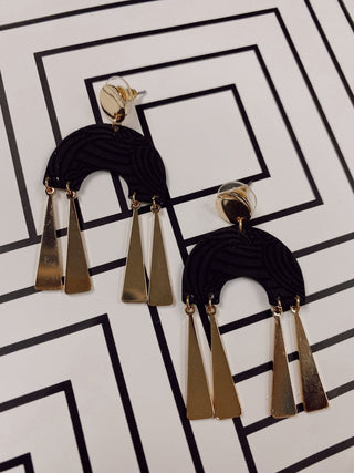 Black/Gold Textured Burst Drops | Select Trends Boutique