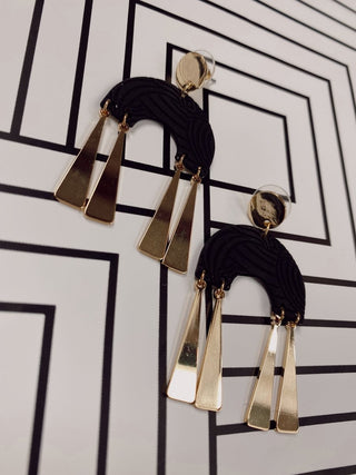 Black/Gold Textured Burst Drops | Select Trends Boutique