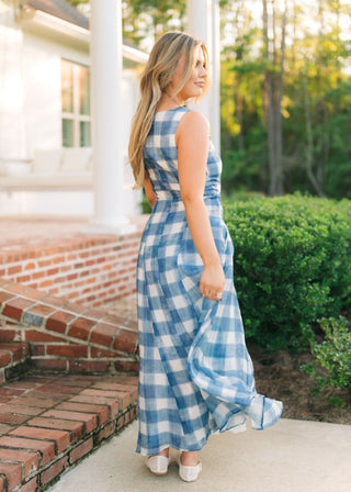 Blair Blue Checkered Maxi Dress | Select Trends Boutique