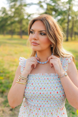Blue Acrylic Beaded Necklace | Select Trends Boutique