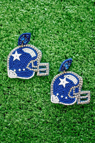 Blue Beaded Helmet Earrings | Select Trends Boutique