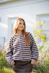 Blue & Brown Striped Cardigan - Select Trends Boutique
