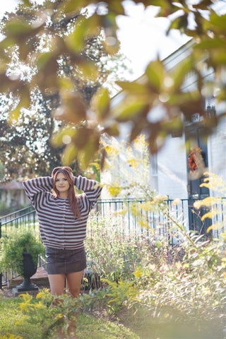Blue & Brown Striped Cardigan - Select Trends Boutique