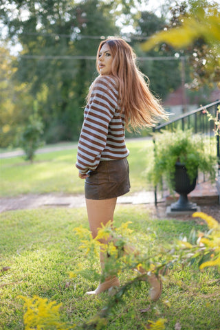 Blue & Brown Striped Cardigan - Select Trends Boutique