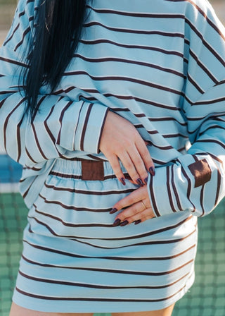 Blue & Brown Striped Top & Skort Set | Select Trends Boutique