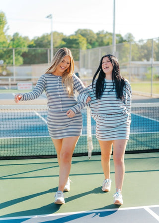 Blue & Brown Striped Top & Skort Set | Select Trends Boutique