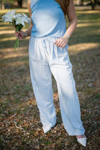 Blue Drawstring Wide Leg Pants - Select Trends Boutique