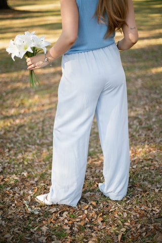 Blue Drawstring Wide Leg Pants - Select Trends Boutique