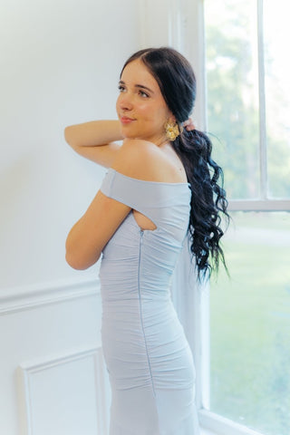 Blue Drop Shoulder Maxi Dress | Select Trends Boutique