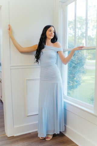 Blue Drop Shoulder Maxi Dress | Select Trends Boutique