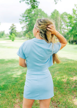 Blue Embroidered Blouse & Skirt Set - Select Trends Boutique