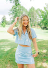 Blue Embroidered Blouse & Skirt Set - Select Trends Boutique