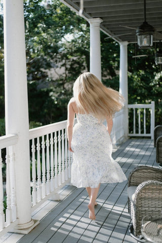 Blue Floral Bustier Midi Dress | Select Trends Boutique