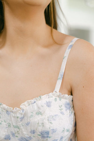 Blue Floral Bustier Midi Dress | Select Trends Boutique