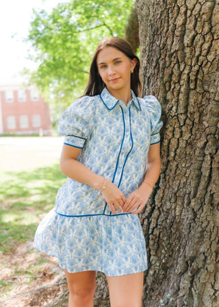Blue Floral Button Up Dress | Select Trends Boutique