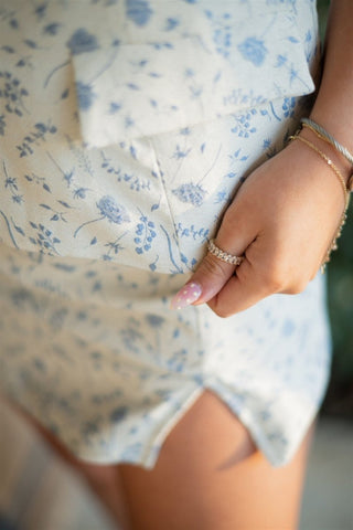 Blue Floral Jacquard Skort & Top Set - Select Trends Boutique