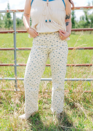 Blue Floral Straight Leg Jeans | Select Trends Boutique