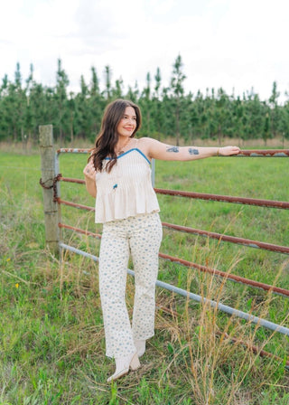 Blue Floral Straight Leg Jeans | Select Trends Boutique