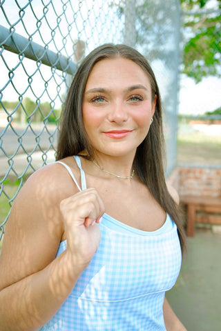 Blue Gingham Fitted Athletic Dress | Select Trends Boutique
