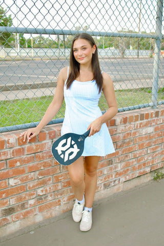 Blue Gingham Fitted Athletic Dress | Select Trends Boutique