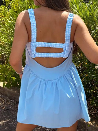 Blue Gingham Layered Athletic Dress | Select Trends Boutique