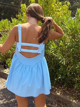 Blue Gingham Layered Athletic Dress | Select Trends Boutique