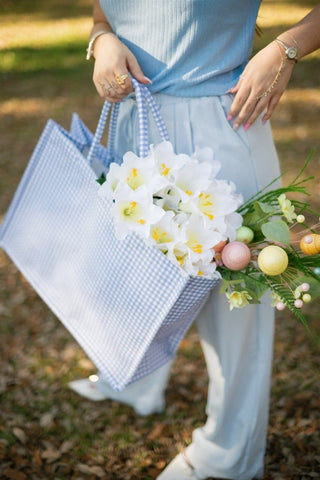 Blue Gingham Tote Bag | Select Trends Boutique