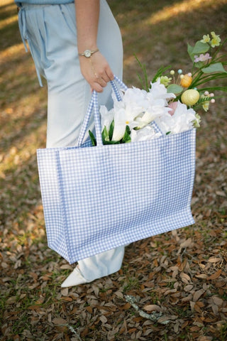 Blue Gingham Tote Bag | Select Trends Boutique