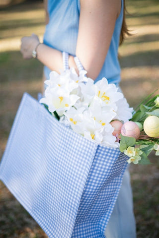 Blue Gingham Tote Bag | Select Trends Boutique