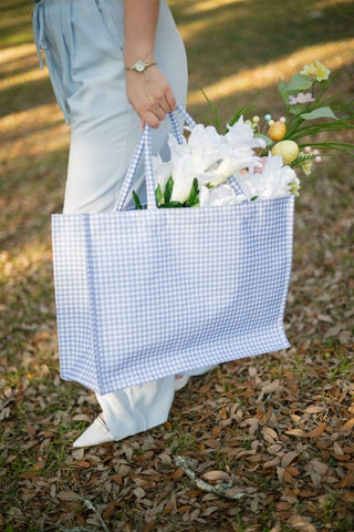 Blue Gingham Tote Bag | Select Trends Boutique