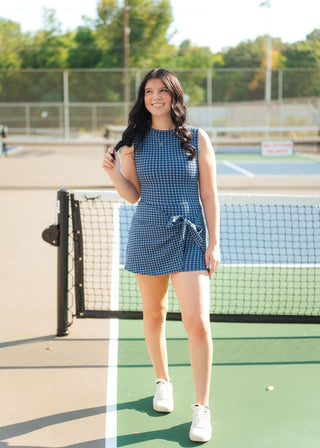 Blue Gingham Wrap Athletic Romper | Select Trends Boutique