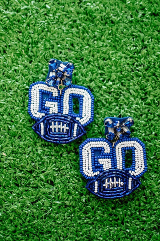 Blue "GO" Beaded Drops | Select Trends Boutique