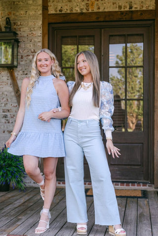 Blue Halter Neck Babydoll Dress - Select Trends Boutique