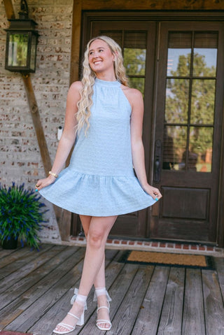 Blue Halter Neck Babydoll Dress - Select Trends Boutique