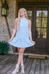 Blue Halter Neck Babydoll Dress