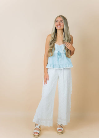 Blue Lace Trim Babydoll Top | Select Trends Boutique