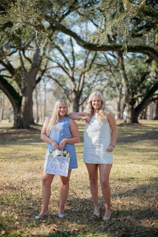 Blue Linen Button Up Scallop Dress - Select Trends Boutique