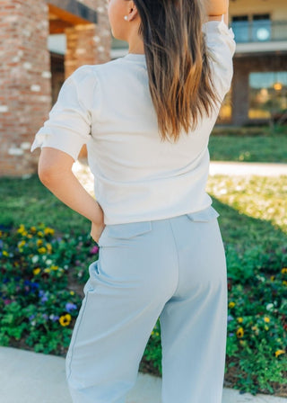 Blue Modern Pleated Trousers | Select Trends Boutique
