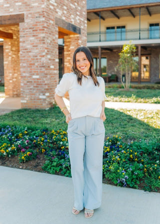 Blue Modern Pleated Trousers | Select Trends Boutique