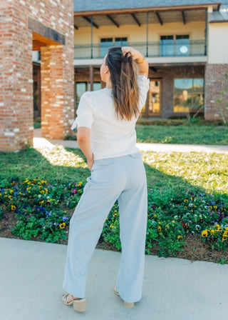 Blue Modern Pleated Trousers | Select Trends Boutique