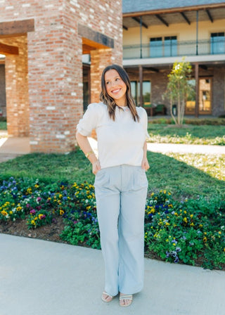 Blue Modern Pleated Trousers | Select Trends Boutique
