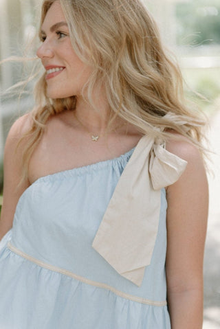 Blue One Shoulder Bow Dress | Select Trends Boutique