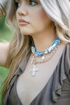 Blue Pearl Charm Scarf Necklace - Select Trends Boutique