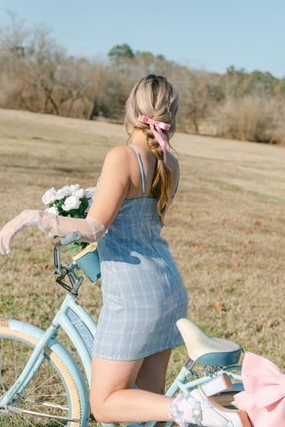 Blue Plaid Sequin Mini Dress