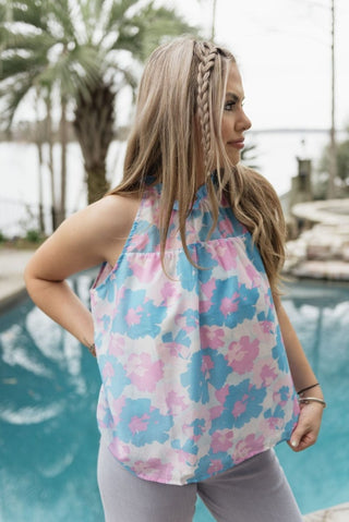 Blue Presley Primrose Halter Top | Select Trends Boutique
