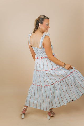 red and blue floral maxi dress Stunning Floral Print Dress - Red and Navy Blue Maxi Dress - Long Sleeve Maxi Dress - $136.00