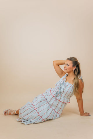 Blue & Red Floral Tiered Maxi Dress | Select Trends Boutique