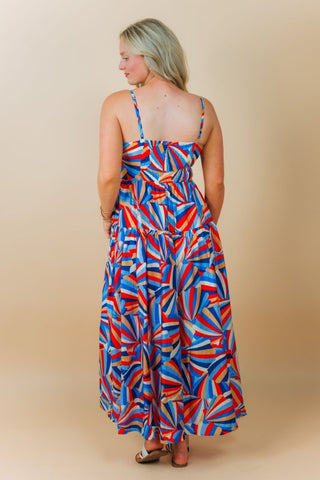 Blue & Red Print Tiered Maxi | Select Trends Boutique