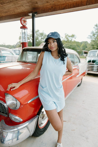 Blue Sleeveless T-Shirt Romper | Select Trends Boutique